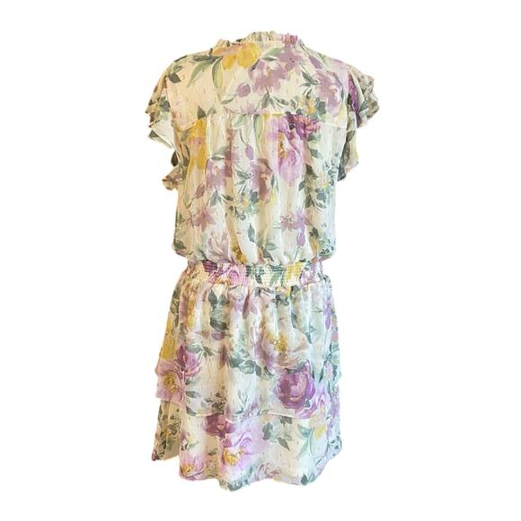 MSK Yellow Pink Ruffled Tie Front Sundress petite 14 wedding guest cottagecore - Picture 3 of 9